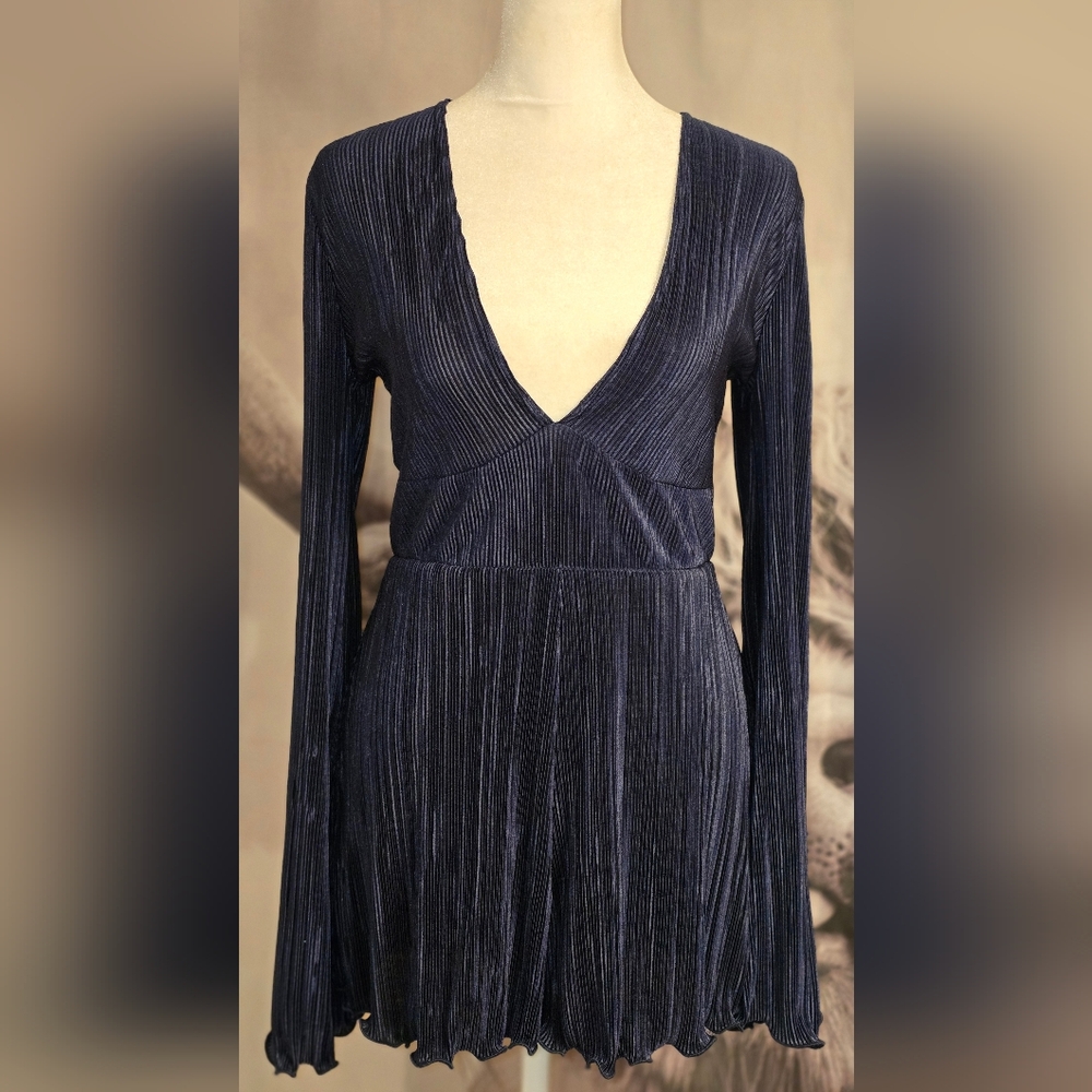 Deep V-Neck Long Sleeve Romper